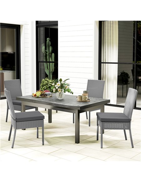 Outsunny Set of Four Armless Rattan Garden Chairs - Dark Grey - pic 129181 | FastDaddyshop