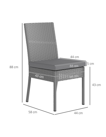 Outsunny Set of Four Armless Rattan Garden Chairs - Dark Grey - pic 129182 | FastDaddyshop