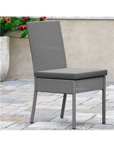 Outsunny Set of Four Armless Rattan Garden Chairs - Dark Grey