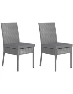 Outsunny Set of Two Armless Rattan Garden Chairs - Dark Grey