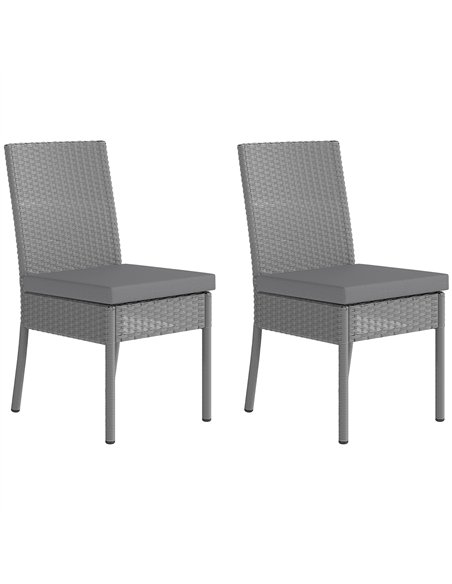 Outsunny Set of Two Armless Rattan Garden Chairs - Dark Grey - pic 129189 | FastDaddyshop