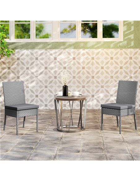 Outsunny Set of Two Armless Rattan Garden Chairs - Dark Grey - pic 129190 | FastDaddyshop