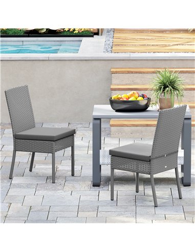Outsunny Set of Two Armless Rattan Garden Chairs - Dark Grey