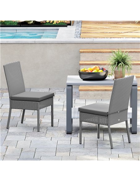 Outsunny Set of Two Armless Rattan Garden Chairs - Dark Grey - pic 129195 | FastDaddyshop