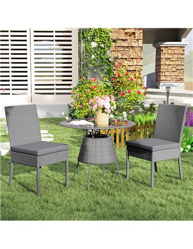 Outsunny Set of Two Armless Rattan Garden Chairs - Dark Grey