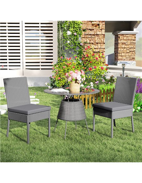 Outsunny Set of Two Armless Rattan Garden Chairs - Dark Grey - pic 129197 | FastDaddyshop