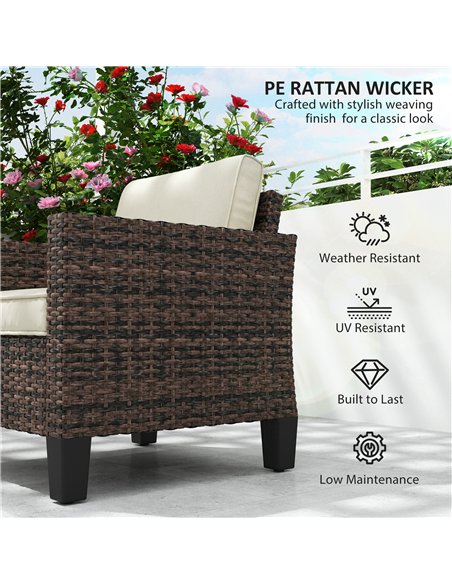 Outsunny Single Rattan Armchair, with Cushions - Brown - pic 129201 | FastDaddyshop