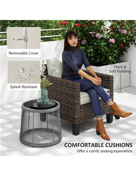 Outsunny Single Rattan Armchair, with Cushions - Brown - pic 129202 | FastDaddyshop