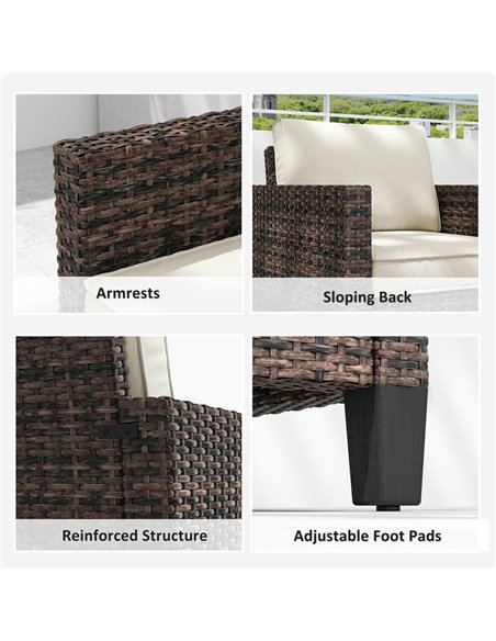 Outsunny Single Rattan Armchair, with Cushions - Brown - pic 129203 | FastDaddyshop