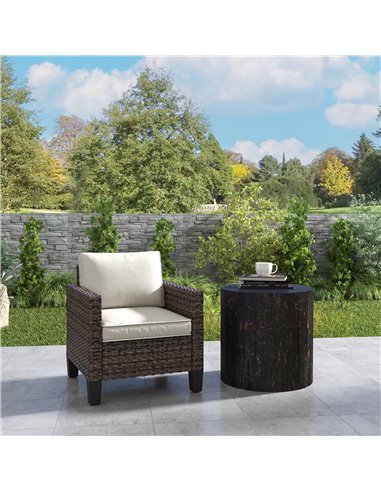 Outsunny Single Rattan Armchair, with Cushions - Brown