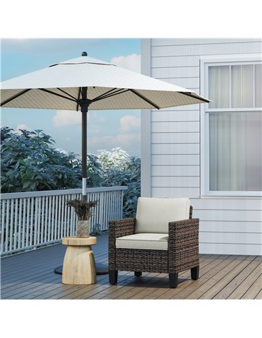 Outsunny Single Rattan Armchair, with Cushions - Brown