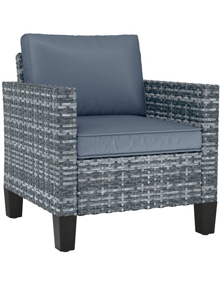 Outsunny Single Rattan Armchair, with Cushions - Light Grey - pic 129216 | FastDaddyshop