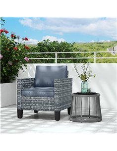 Outsunny Single Rattan Armchair, with Cushions - Light Grey 2