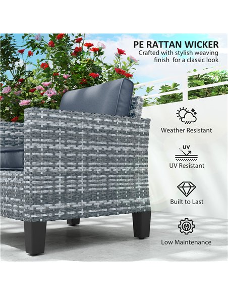 Outsunny Single Rattan Armchair, with Cushions - Light Grey - pic 129219 | FastDaddyshop