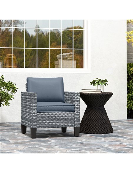 Outsunny Single Rattan Armchair, with Cushions - Light Grey - pic 129222 | FastDaddyshop