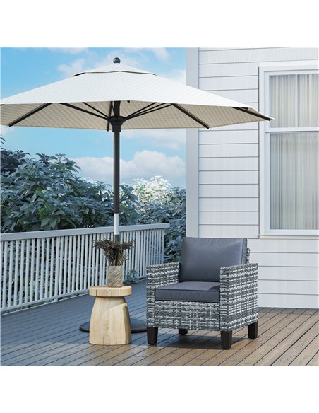Outsunny Single Rattan Armchair, with Cushions - Light Grey - pic 129224 | FastDaddyshop