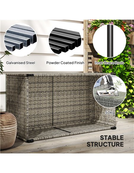 Outsunny 90 x 50cm Glass-Top Rattan Side Table - Dark Grey - pic 129239 | FastDaddyshop