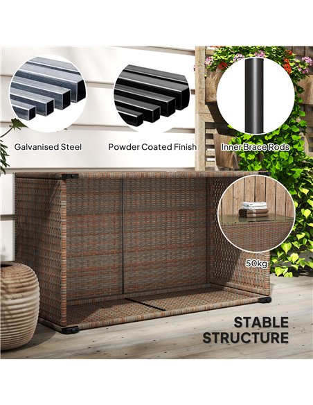 Outsunny 90 x 50cm Glass-Top Rattan Side Table - Brown - pic 129248 | FastDaddyshop