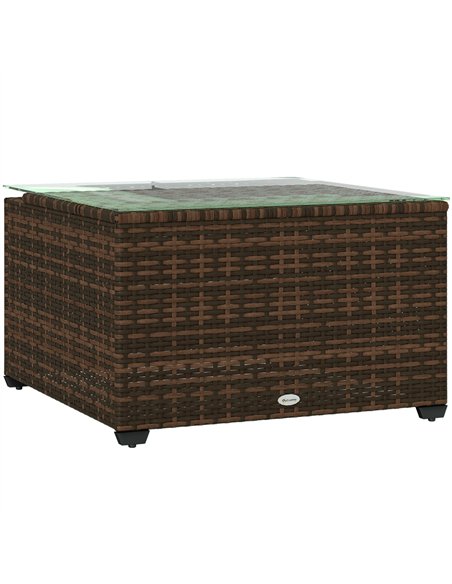 Outsunny 62 x 62cm Glass-Top Rattan Side Table - Brown - pic 129261 | FastDaddyshop
