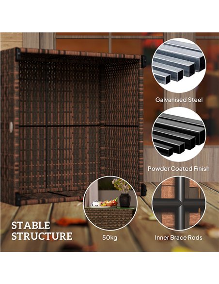 Outsunny 62 x 62cm Glass-Top Rattan Side Table - Brown - pic 129266 | FastDaddyshop
