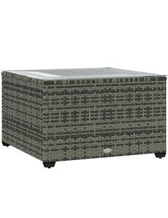 Outsunny 62 x 62cm Glass-Top Rattan Side Table - Light Grey