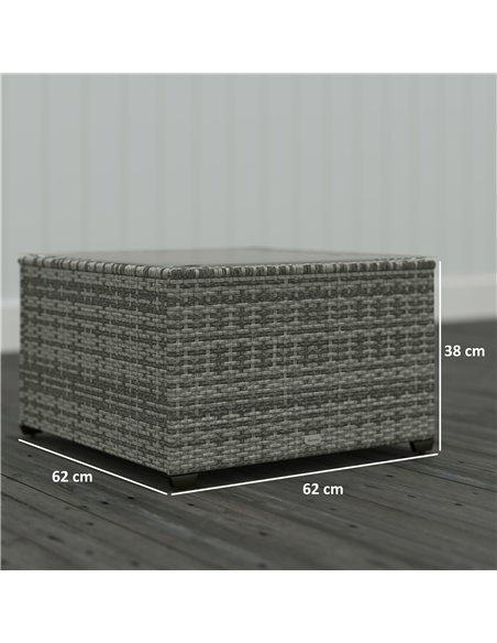 Outsunny 62 x 62cm Glass-Top Rattan Side Table - Light Grey - pic 129272 | FastDaddyshop