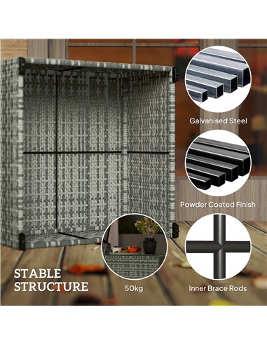 Outsunny 62 x 62cm Glass-Top Rattan Side Table - Light Grey