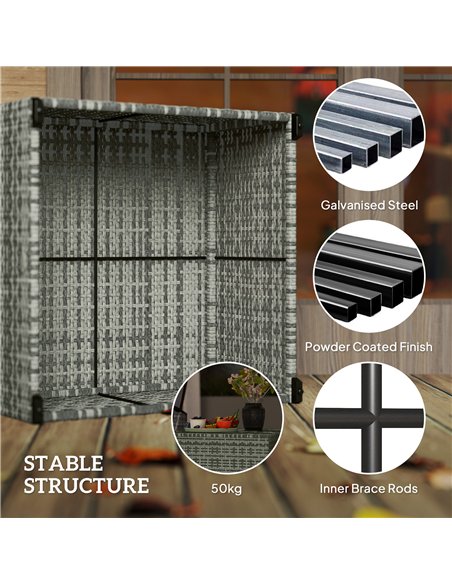 Outsunny 62 x 62cm Glass-Top Rattan Side Table - Light Grey - pic 129275 | FastDaddyshop