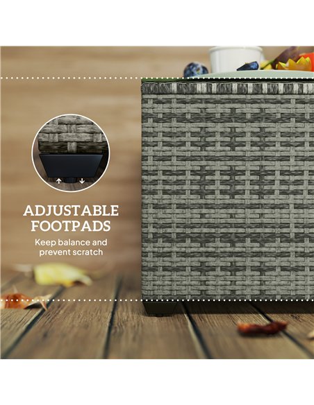 Outsunny 62 x 62cm Glass-Top Rattan Side Table - Light Grey - pic 129276 | FastDaddyshop