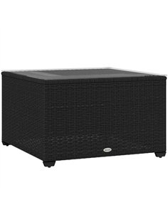 Outsunny 62 x 62cm Glass-Top Rattan Side Table - Black