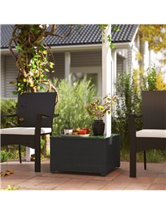 Outsunny 62 x 62cm Glass-Top Rattan Side Table - Black 2