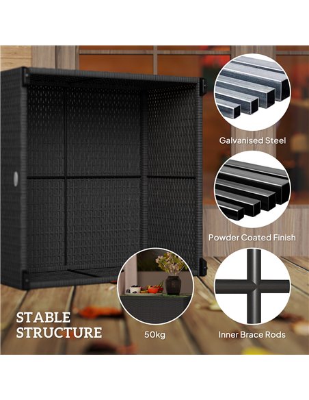 Outsunny 62 x 62cm Glass-Top Rattan Side Table - Black - pic 129284 | FastDaddyshop