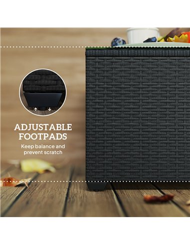 Outsunny 62 x 62cm Glass-Top Rattan Side Table - Black
