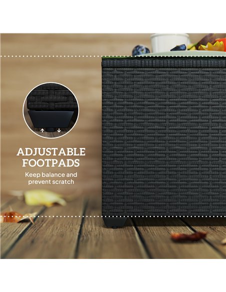 Outsunny 62 x 62cm Glass-Top Rattan Side Table - Black - pic 129285 | FastDaddyshop