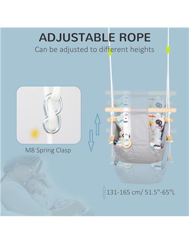 Outsunny Kids Hammock Chair, Baby Relax Hanging Swing, with Cotton Padded Pillow, Wooden Frame, Indoor Outdoor Use, Aged 6-36 mo