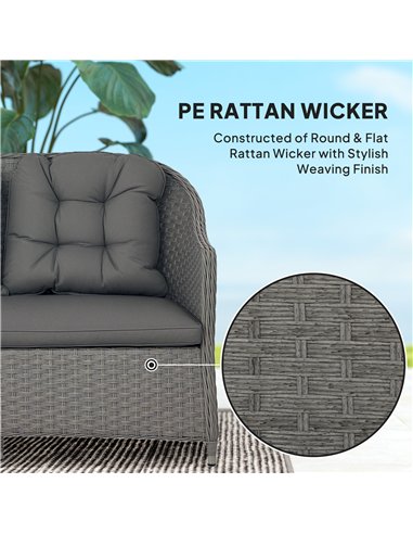 Outsunny Four-Piece Rattan Set, with Glass-Top Table - Light Grey