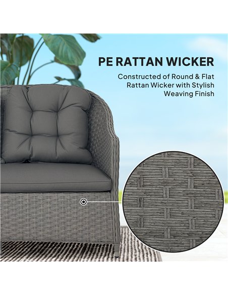Outsunny Four-Piece Rattan Set, with Glass-Top Table - Light Grey - pic 129318 | FastDaddyshop