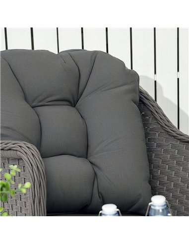 Outsunny Four-Piece Rattan Set, with Glass-Top Table - Light Grey