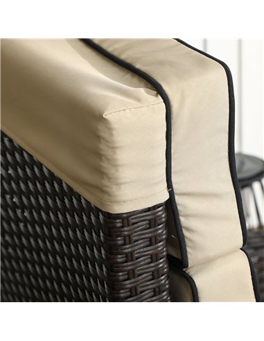 Outsunny Outdoor Recliner Chair with Adjustable Backrest and Footrest, Cushion, Side Tray, Khaki