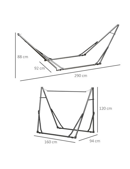 Outsunny Foldable Hammock Stand, Portable Hammock with Metal Frame, 2 in 1 Hammock Net Stand, Clothes Drying Rack, Load Capacity - pic 12935 | FastDaddyshop