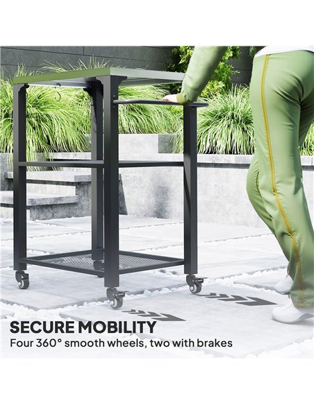 Outsunny Three-Shelf Outdoor Grill Cart with Stainless Steel Top, Outdoor Kitchen Island with 4 Wheels, 3 Hooks, Movable Food Pr - pic 129356 | FastDaddyshop