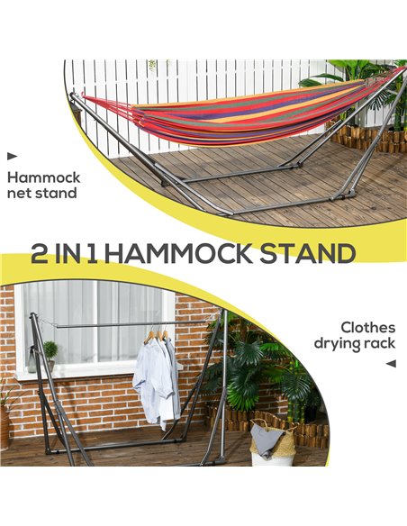 Outsunny Foldable Hammock Stand, Portable Hammock with Metal Frame, 2 in 1 Hammock Net Stand, Clothes Drying Rack, Load Capacity - pic 12936 | FastDaddyshop