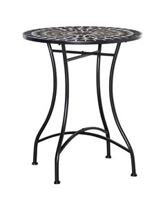Outsunny Φ60cm Mosaic Outdoor Patio Table - Black
