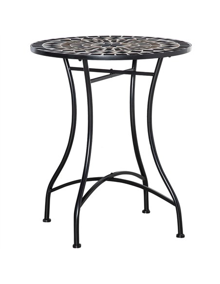 Outsunny Φ60cm Mosaic Outdoor Patio Table - Black - pic 129360 | FastDaddyshop