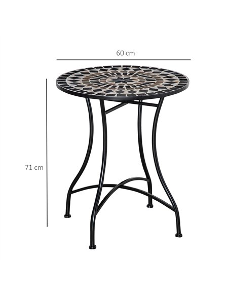 Outsunny Φ60cm Mosaic Outdoor Patio Table - Black - pic 129362 | FastDaddyshop