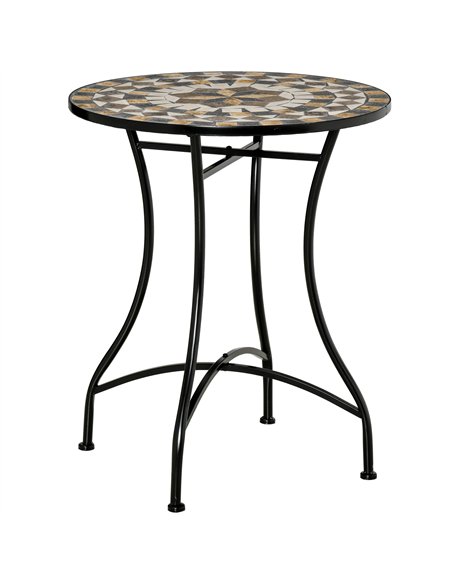 Outsunny Φ60cm Mosaic Outdoor Patio Table - Grey - pic 129369 | FastDaddyshop
