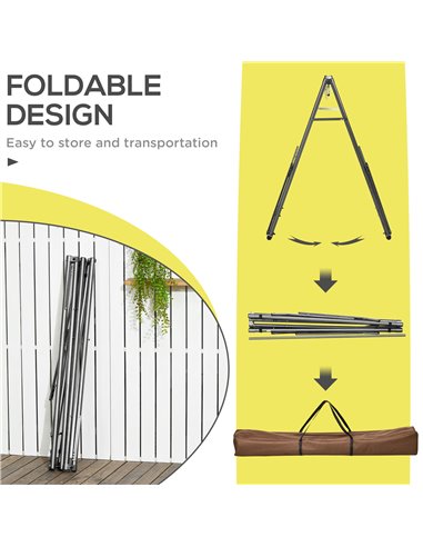Outsunny Foldable Hammock Stand, Portable Hammock with Metal Frame, 2 in 1 Hammock Net Stand, Clothes Drying Rack, Load Capacity
