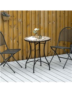 Outsunny Φ60cm Mosaic Outdoor Patio Table - Grey 2