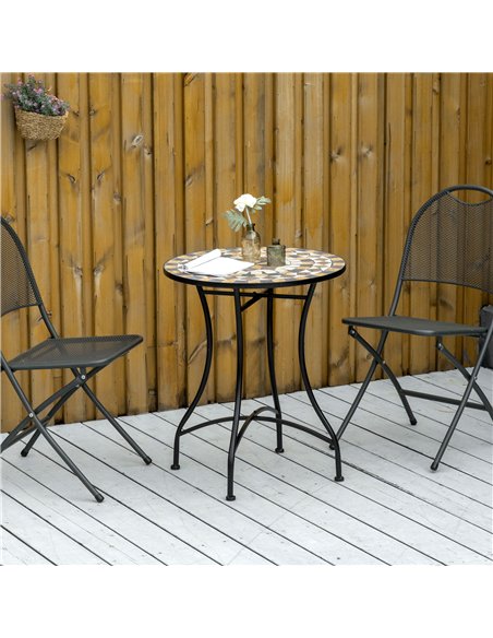 Outsunny Φ60cm Mosaic Outdoor Patio Table - Grey - pic 129370 | FastDaddyshop