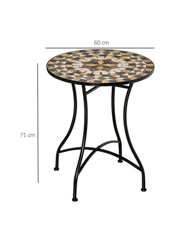 Outsunny Φ60cm Mosaic Outdoor Patio Table - Grey
